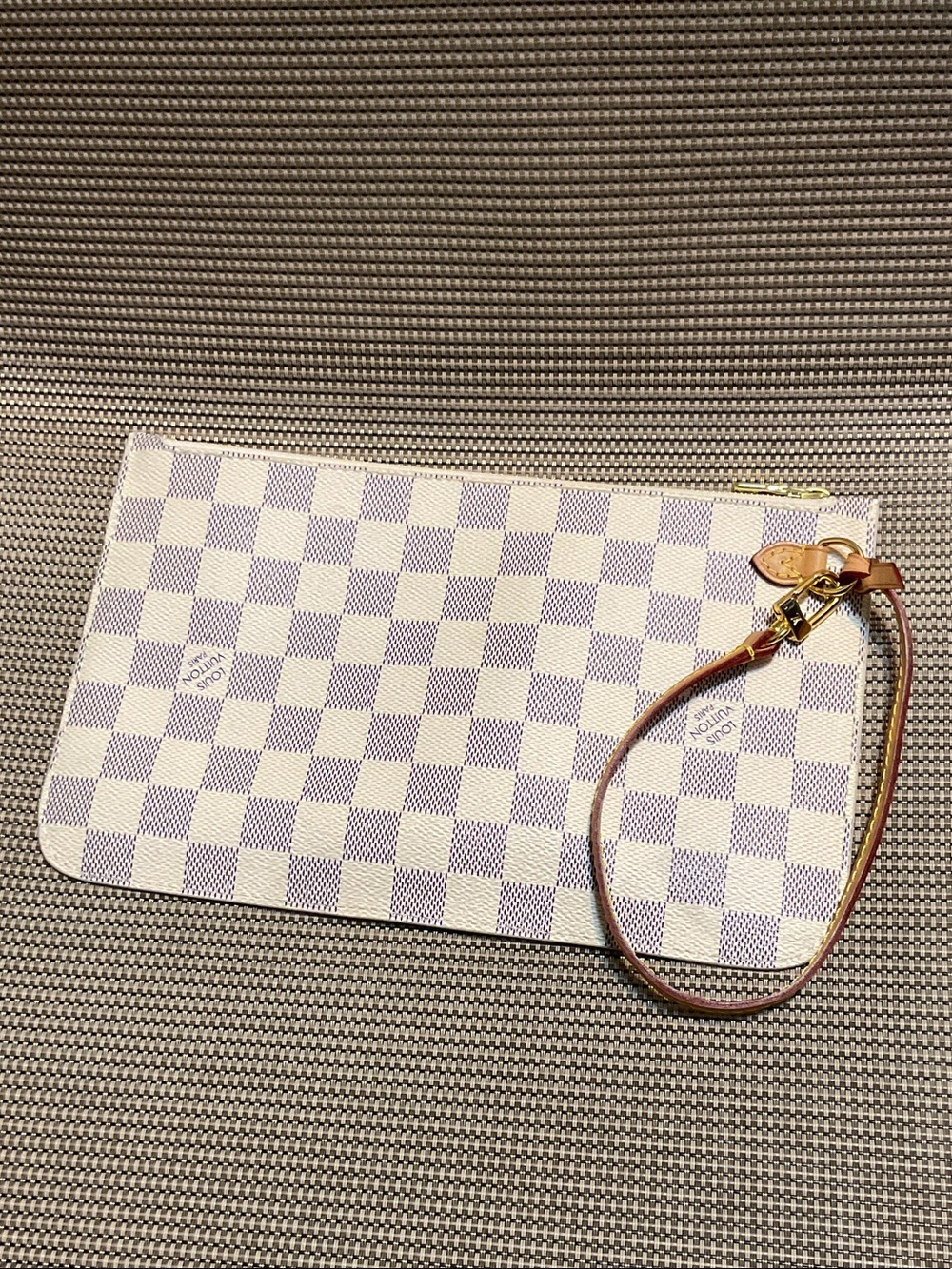 Louis Vuitton Damier Azur Wristlet in Cream and Light Gray